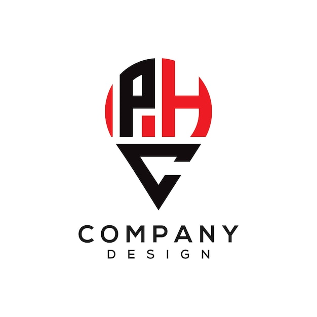 Diseño del logotipo de la forma de la letra de la ubicación de PHC