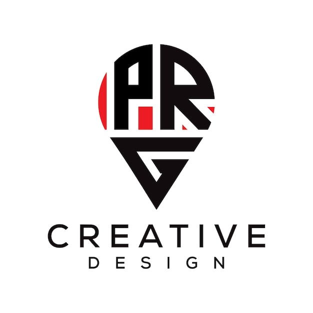 Diseño del logotipo de la forma de la letra de la ubicación de PRG