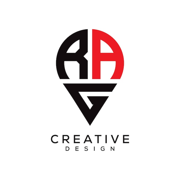Diseño del logotipo de la forma de la letra de la ubicación de RAG