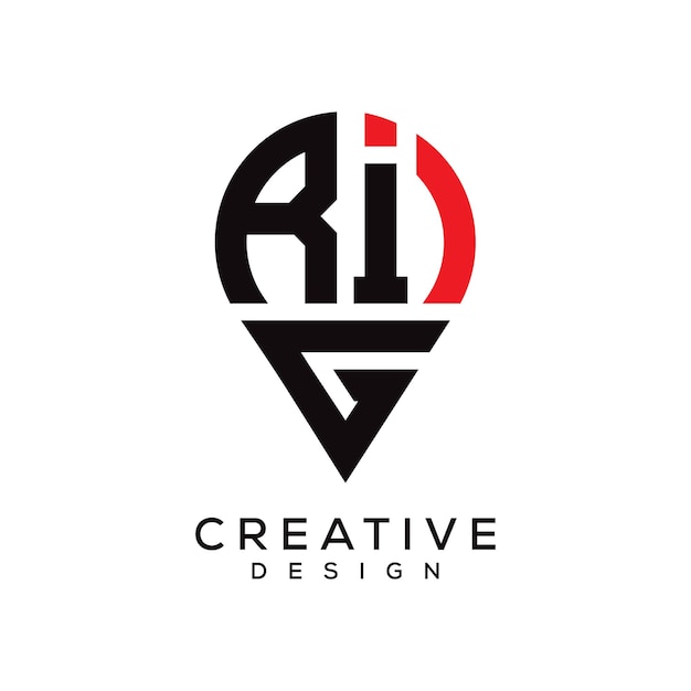 Diseño del logotipo de la forma de la letra de la ubicación de RIG