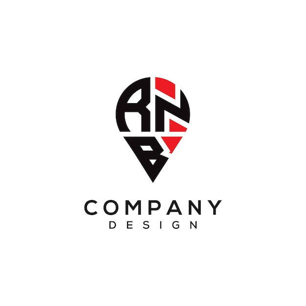Diseño del logotipo de la forma de la letra de la ubicación del RNB