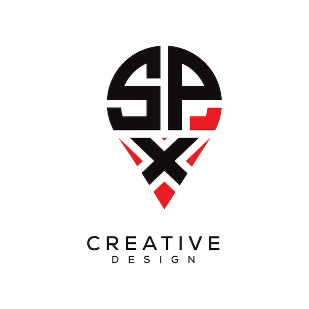 Diseño del logotipo de la forma de la letra de la ubicación de SPX