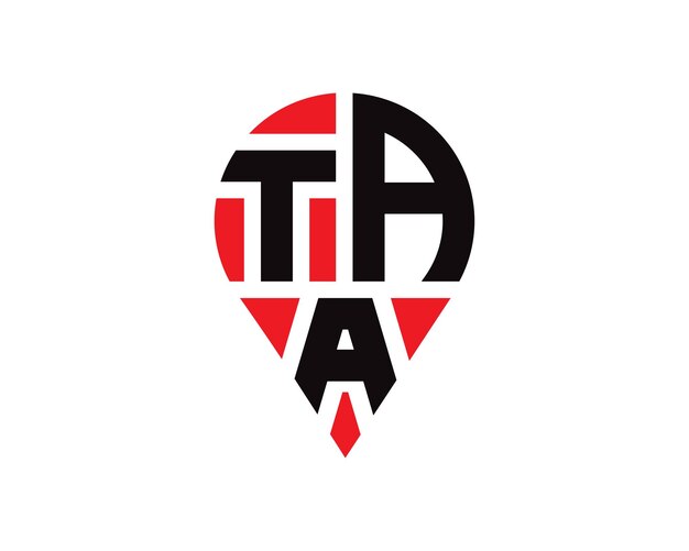 Diseño del logotipo de la forma de la letra de la ubicación de TAA