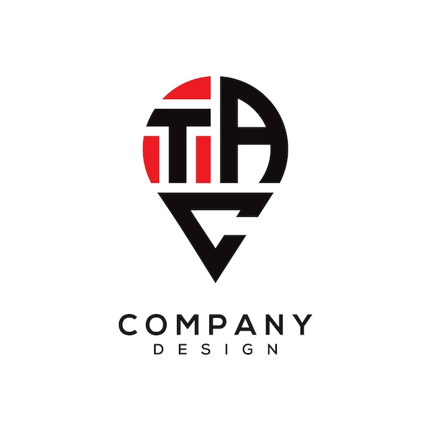 Diseño del logotipo en forma de letra de la ubicación del TAC