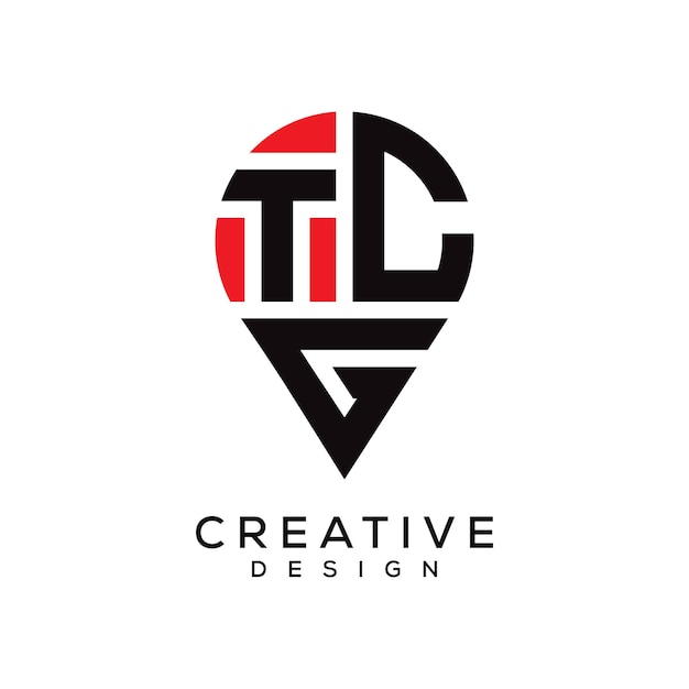 Diseño del logotipo de la forma de la letra de la ubicación de TCG