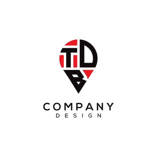 Diseño del logotipo de la forma de la letra de la ubicación de TDB
