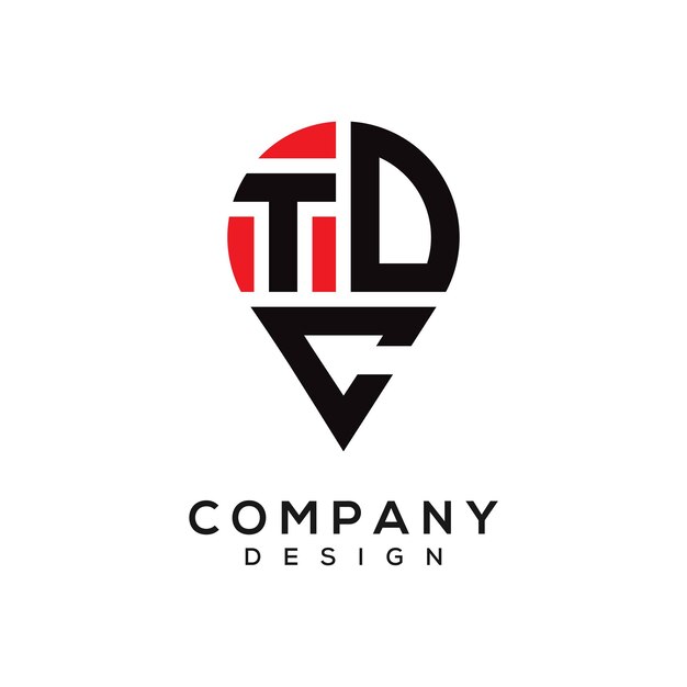 Diseño del logotipo de la forma de la letra de la ubicación del TDC