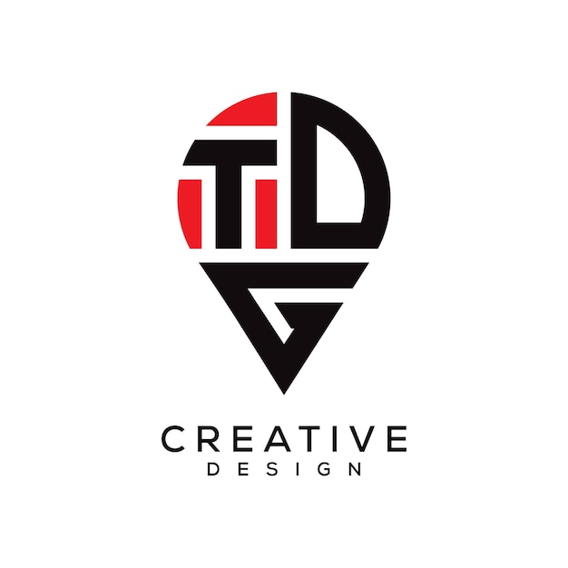 Diseño del logotipo de la forma de la letra de la ubicación de TDG