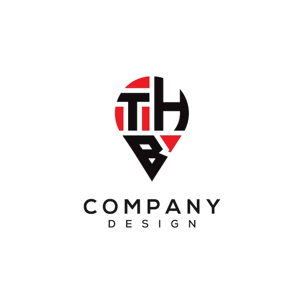 Diseño del logotipo de la forma de la letra de la ubicación de THB