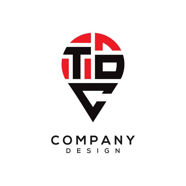 Diseño del logotipo de la forma de la letra de la ubicación del TOC