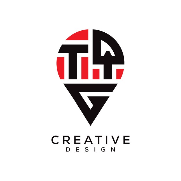 Diseño del logotipo de la forma de la letra de la ubicación de TQG