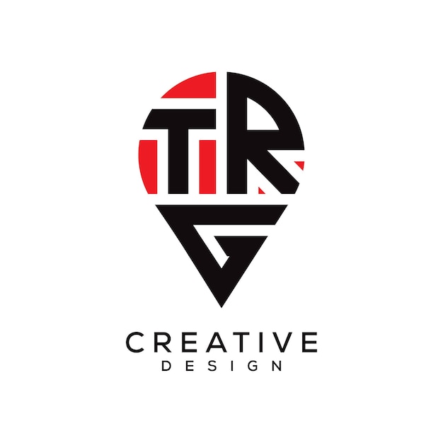 Diseño del logotipo de la forma de la letra de la ubicación de TRG