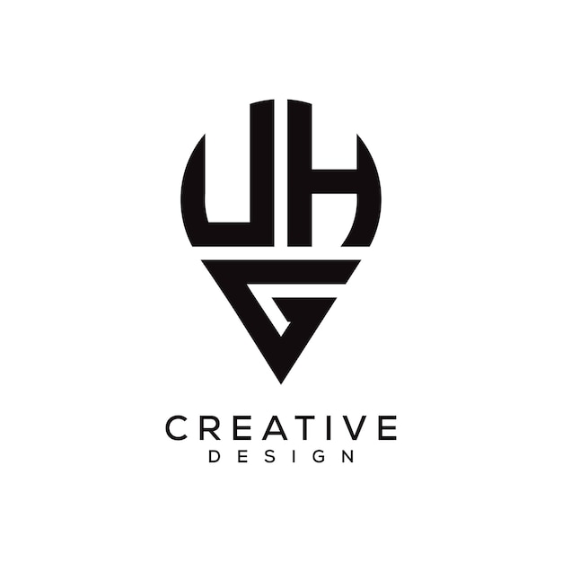 Diseño del logotipo de la forma de la letra de la ubicación de UHG