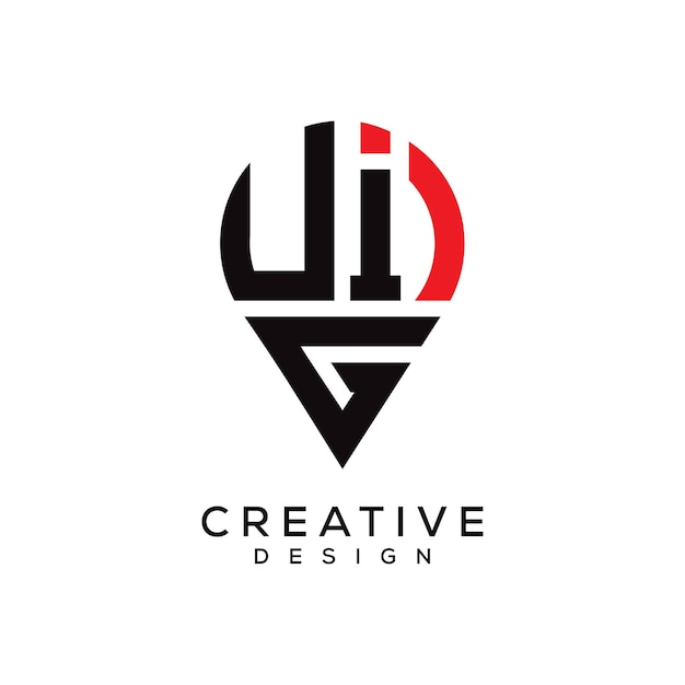 Diseño del logotipo de la forma de la letra de la ubicación de UIG