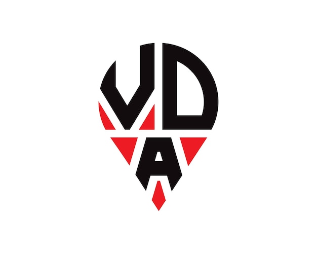 Diseño del logotipo de la forma de la letra de la ubicación de VDA