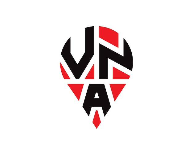 Diseño del logotipo de la forma de la letra de la ubicación de VNA