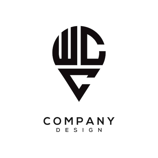 Diseño del logotipo de la forma de la letra de la ubicación del WCC