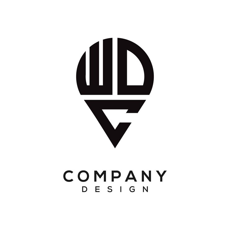 Vector diseño del logotipo de la forma de la letra de la ubicación de wdc