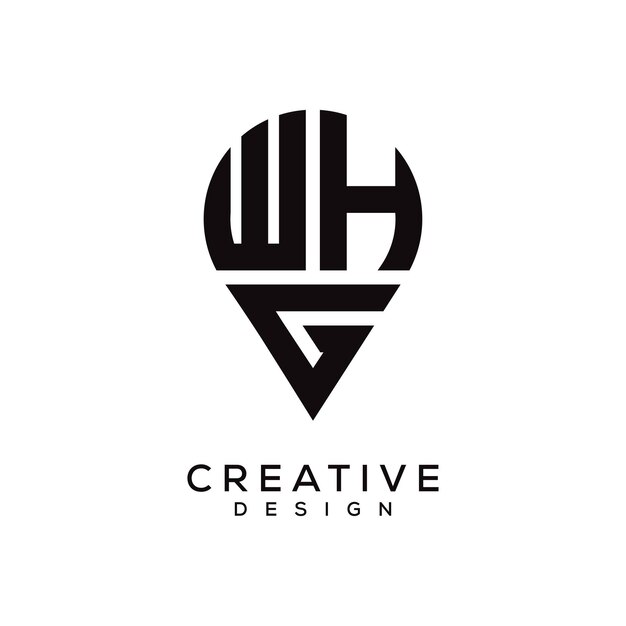 Diseño del logotipo de la forma de la letra de la ubicación de WHG
