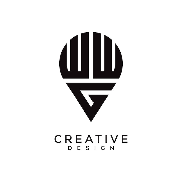 Diseño del logotipo de la forma de la letra de la ubicación de WWG