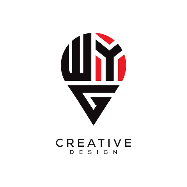 Diseño del logotipo de la forma de la letra de la ubicación de WYG
