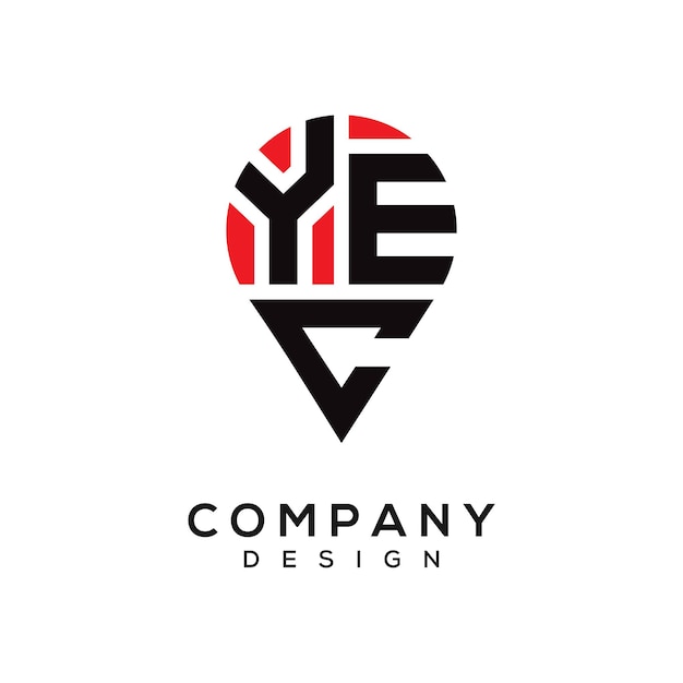 Diseño del logotipo de la forma de la letra de la ubicación de YEC