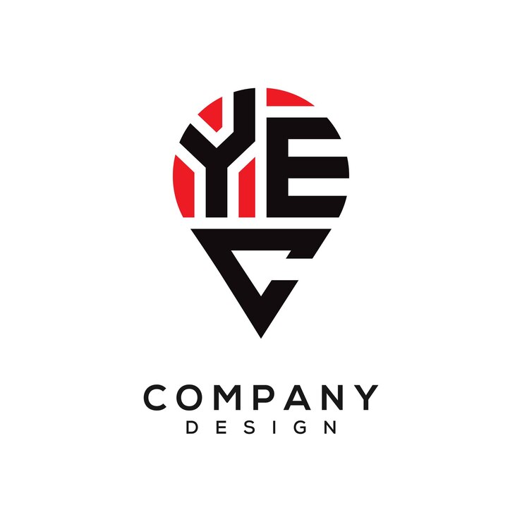 Vector diseño del logotipo de la forma de la letra de la ubicación de yec