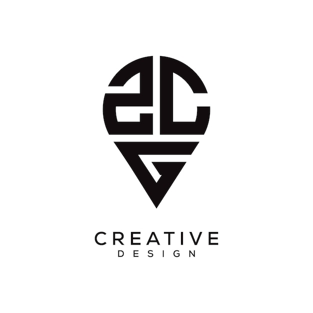 Diseño del logotipo de la forma de la letra de la ubicación de ZCG