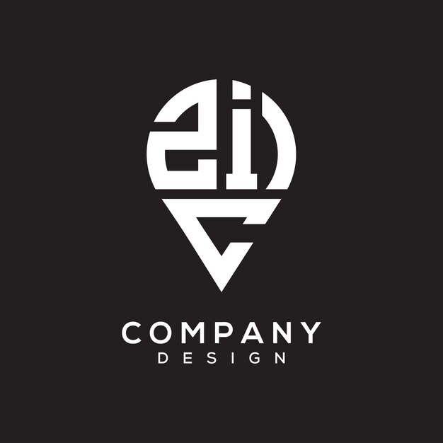 Diseño del logotipo de la forma de la letra de la ubicación de ZIC