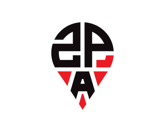 Diseño del logotipo de la forma de la letra de la ubicación de ZPA