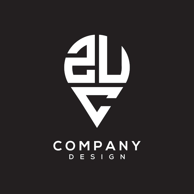 Diseño del logotipo de la forma de la letra de la ubicación de ZUC