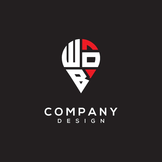 Diseño del logotipo de la forma de la letra WOB