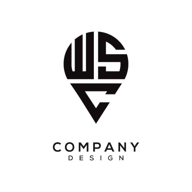 Diseño del logotipo de la forma de la letra WSC