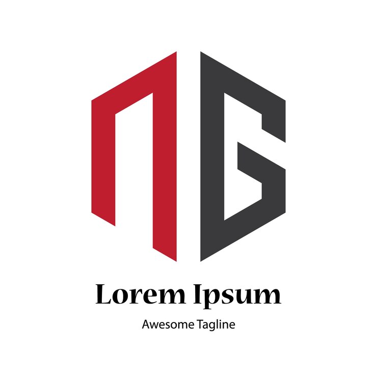 Vector diseño del logotipo en forma de polígono de las letras n y g