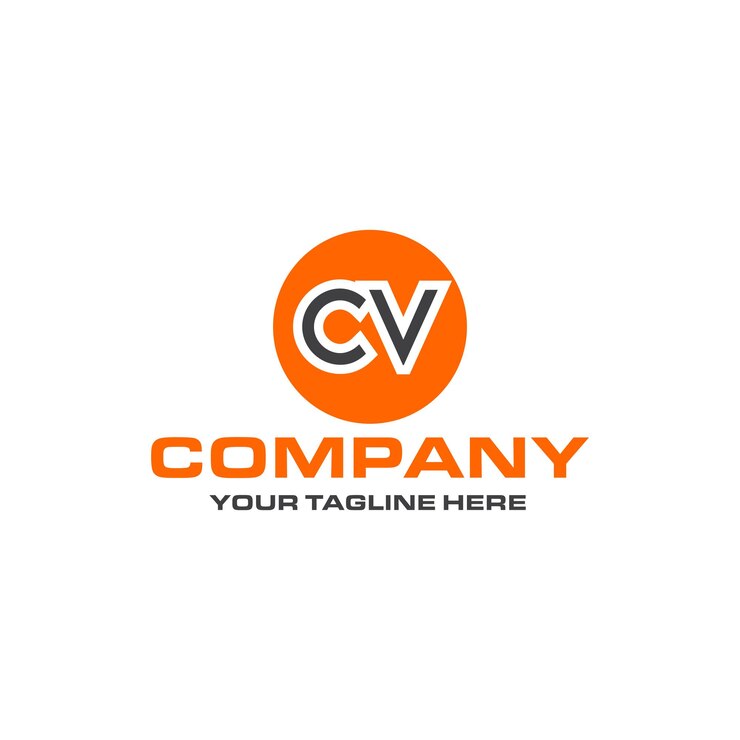 Vector diseño de logotipo de forma redondeada de carta cv