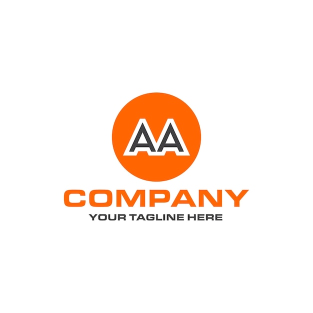 Diseño de logotipo de forma redondeada de letra AA