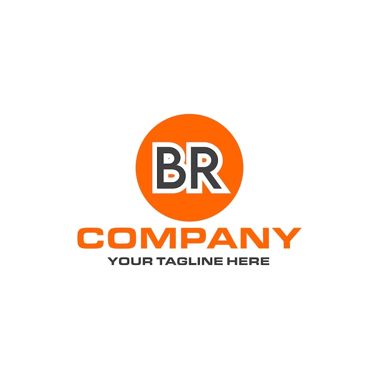 Vector diseño de logotipo de forma redondeada de letra br