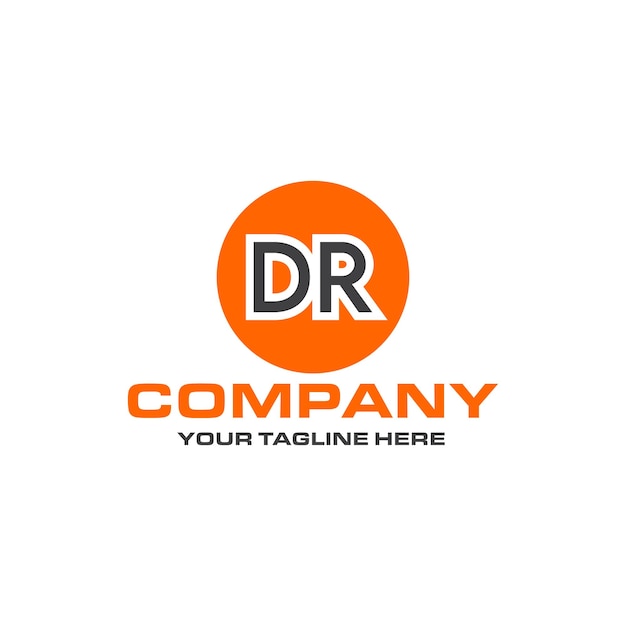 Diseño de logotipo de forma redondeada de letra DR
