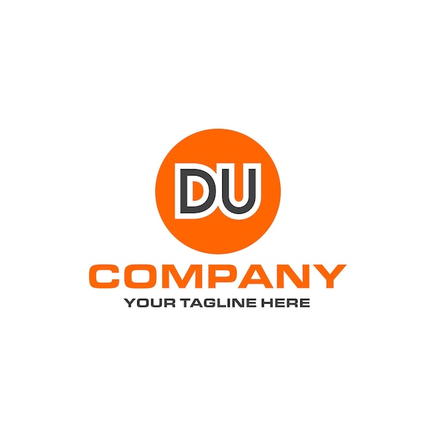 Diseño de logotipo de forma redondeada de letra DU