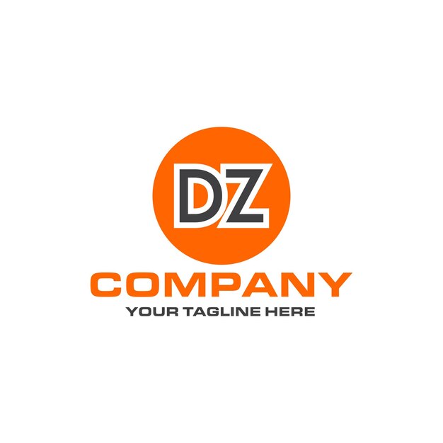 Diseño de logotipo de forma redondeada de letra DZ