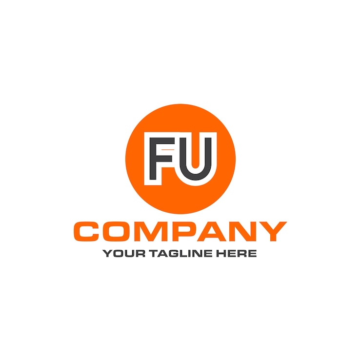 Vector diseño de logotipo de forma redondeada de letra fu