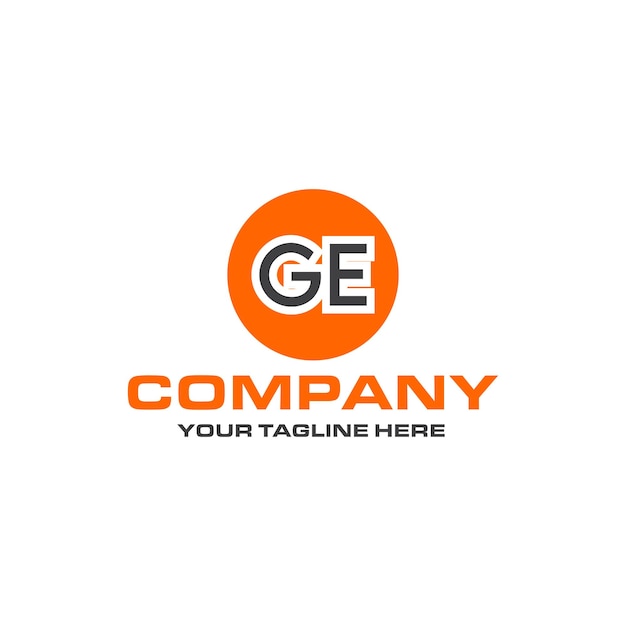 Diseño de logotipo de forma redondeada de letra GE