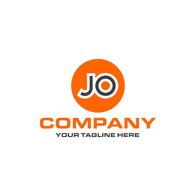 Diseño de logotipo de forma redondeada de letra JO