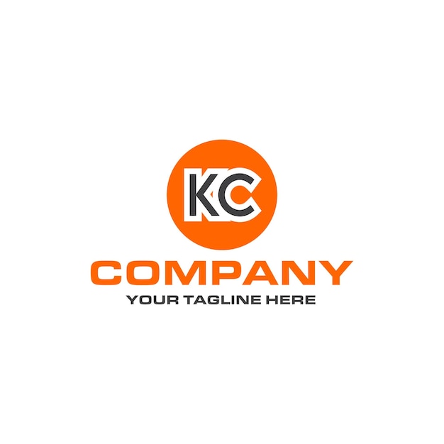 Diseño de logotipo de forma redondeada de letra KC