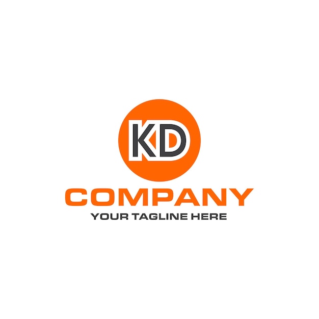 Diseño de logotipo de forma redondeada de letra KD