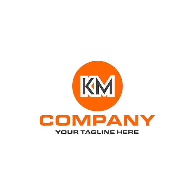 Diseño de logotipo de forma redondeada de letra KM