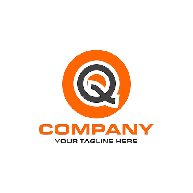 Diseño de logotipo de forma redondeada de letra Q