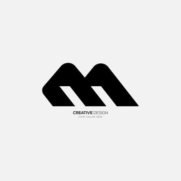 Diseño de logotipo de forma simple abstracta plana creativa de letra moderna MH