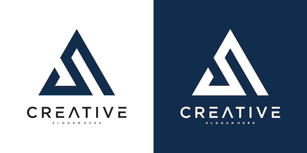 Diseño del logotipo en forma de triángulo abstracto Premium Vector