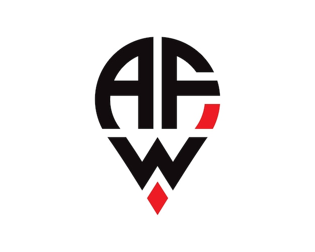 Diseño del logotipo de la forma de la ubicación de la letra AFW Diseño simple del logotipo de la ubicación de la letra AFW